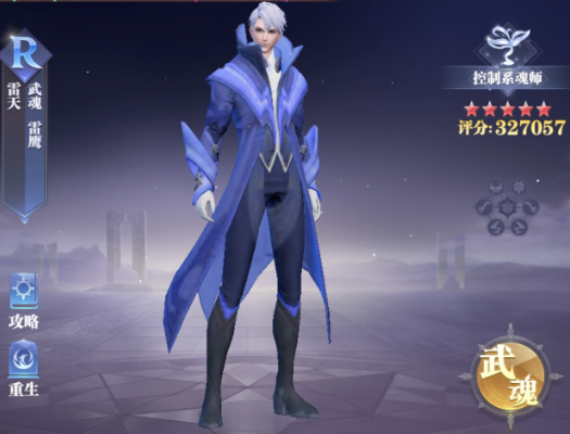 R级魂师（1强攻系/1敏攻系/1控制系/1防御系/2辅助系）